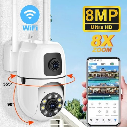 Dual Lens Dual Screen WIFI Surveillance Camera Wireless Outdoor Auto Tracking