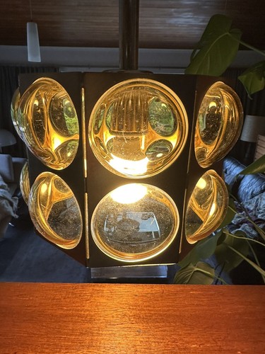 Vintage 1970s Amber Bubble Glass And Chrome Ceiling Light By Temde Austria - Picture 4 of 23