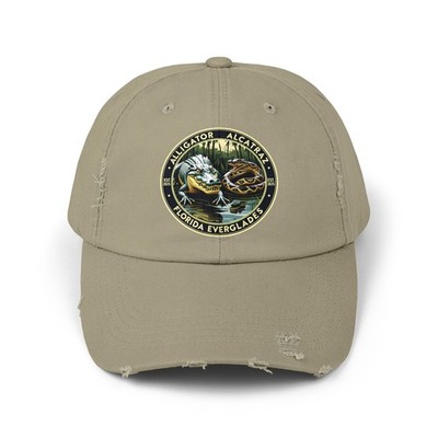 Alligator Alcatraz Florida Everglades Novelty Souvenir Distressed Hat