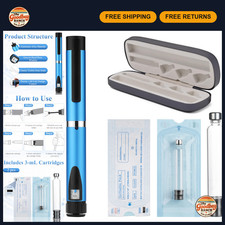 60 Unit Reusable Peptide Injection Pen  2 x 3ml Cartridges - Easy Use, Precisio