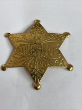 New Brass Sheriff Star Badge, Reproduction, Replica