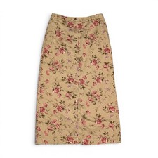 Vintage Eddie Bauer Floral Print Denim Long Skirt