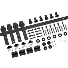 8FT Sliding Barn Door Hardware Kit, Heavy Duty Barn Door Track Kit Fit Double...