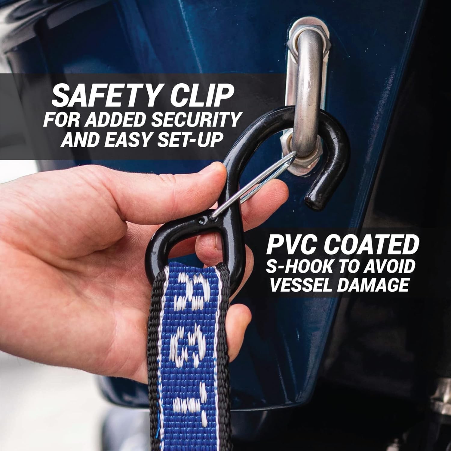 REAR TRANSOM BOAT TRAILER STRAPS RATCHET TIE DOWNS STRAP, Made in NZ - 1.5" x...