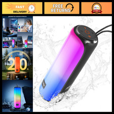 Portable Bluetooth 5.3 Speaker with RGB Light, 20H Playtime, IPX7 Waterproof, TW