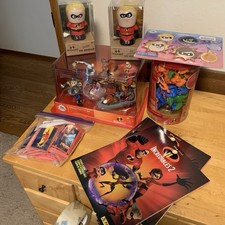 Disney Pixar Incredible 1 & 2 Lot: Deluxe Figurines, Wind-up Toys, Panini & More