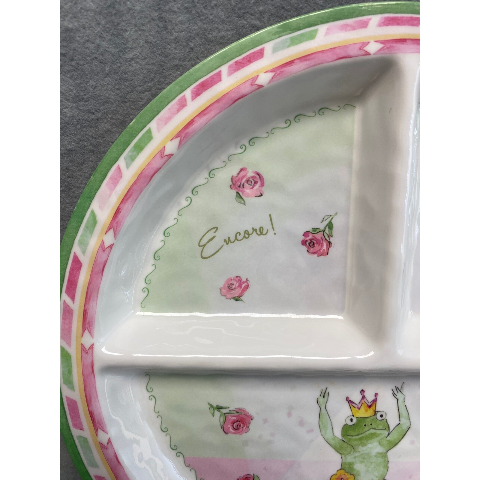 Baby Cie Plate Divided Frog Ballerina Encore Bravo Pink Green Eating Meals