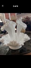 Fenton Milk Glass Silvercrest Silver Crest 3 Horn Epergne - Vintage Original USA