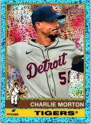 2025 Topps Heritage #508 Charlie Morton Light Blue Sparkle Tigers High Number