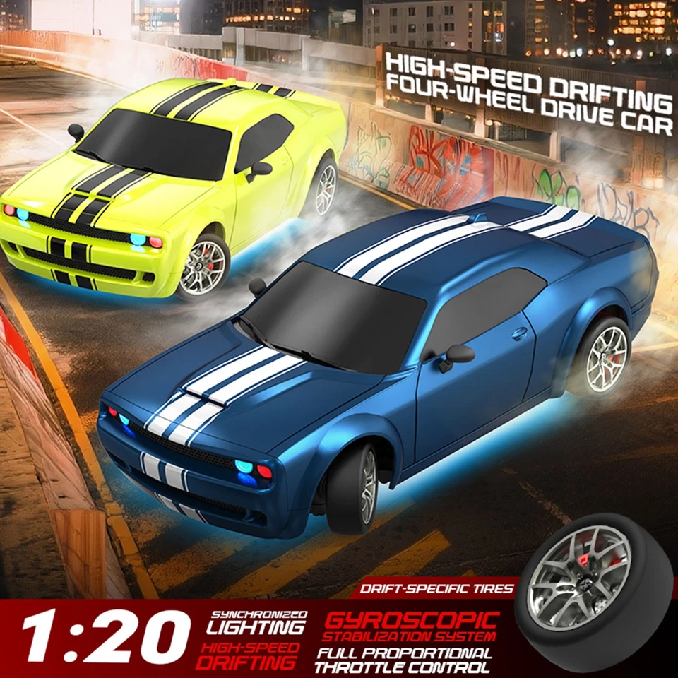 1/20 Scale 4WD RC Drift Car with Gyro, LED Lights, 25KM/H Speed, Kids Gift RTRPB - Image 2 of 4