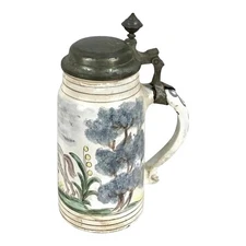 Antique Early German Faience Beer Stein Thuringia Factory Architectural dat.1771