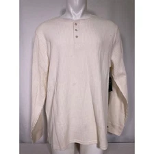 Junk Food Clothing Waffle Knit Henley Long Sleeve Ivory Casual Top Men's XXL NWT