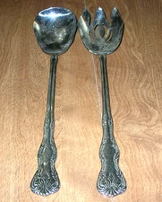 Reed & Barton Victoria Solid Oversized Stainless Salad Serving Set Fork & Spoon