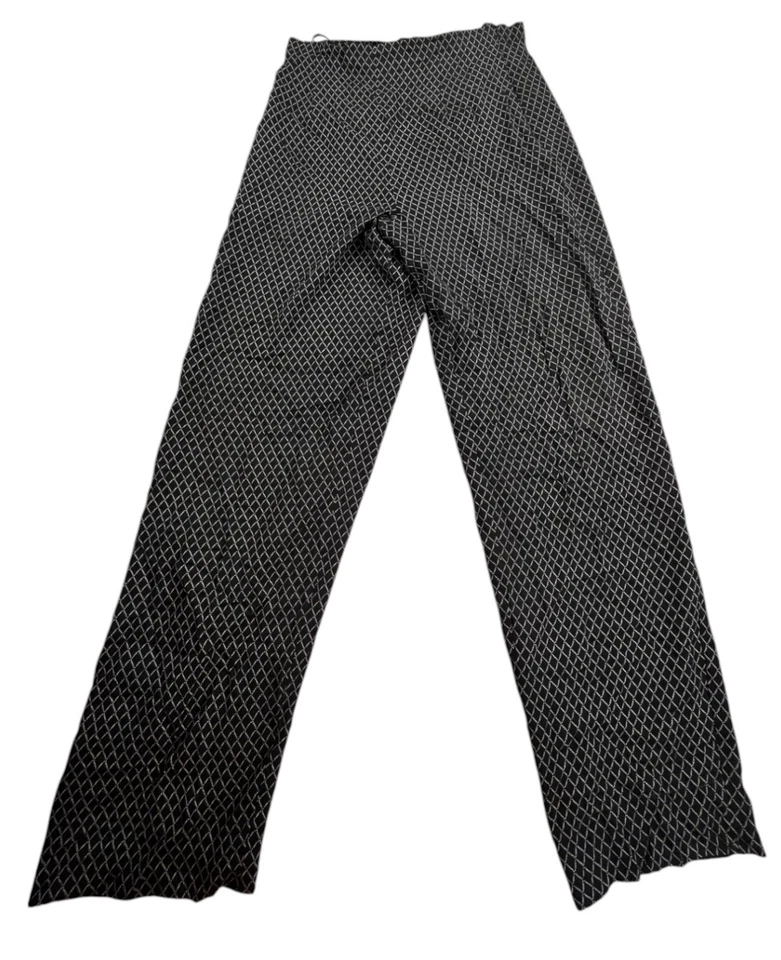 Vintage Talbots Silk Pants Women 10 Black Geometric Wide Leg Pure Silk Luxury - Image 2 of 4