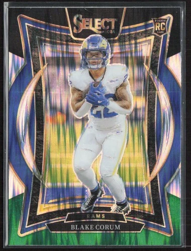 2024 Panini Select #9 Blake Corum Black &amp; Green Prizm Shock Rams (A3)