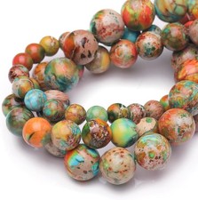 Natural Stone Beads for Jewelry Making,8mm Orange 8mm, Imperial Jasper