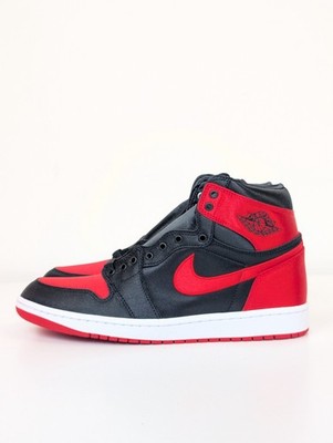 Nike Air Jordan 1 Retro High OG Sneaker Wmns UK 9 EU 44 Black Red Satin