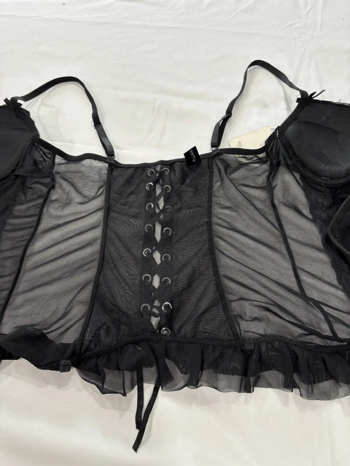 Белье от Rene Rofe пуш-ап бюстье со шнуровкой назад L черный новый с Ярлыками - Изображение 3 из 4
