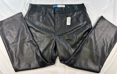 Old Navy Faux Leather Pants Womens Sz 14 High Rise Boot Cut Petite Goth NEW