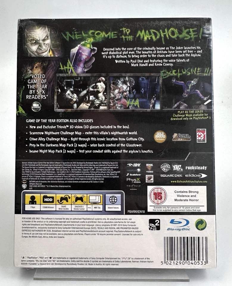 PS3 Batman Arkham Asylum, New & Factory Sealed, Game Of The Year Edition - Image 2 of 4