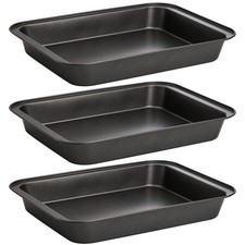 Lyellfe 3 Pack Rectangle Baking Pan, Non-Stick Cake Pans for Oven, 13 x 9 Inch D