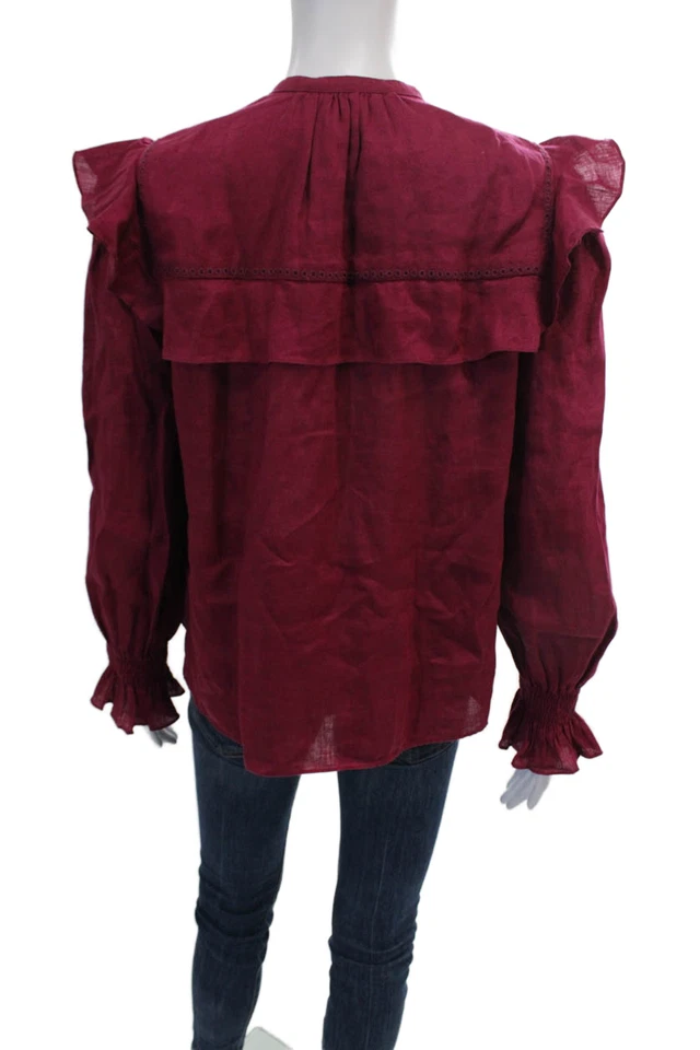 Etoile Isabel Marant Womens Linen Button Down Shirt Raspberry Pink Size EUR 36 - Image 3 of 4