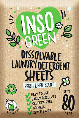 Eco Laundry Detergent Sheets - 80 Loads Laundry Sheets Detergent - 40 No Plastic