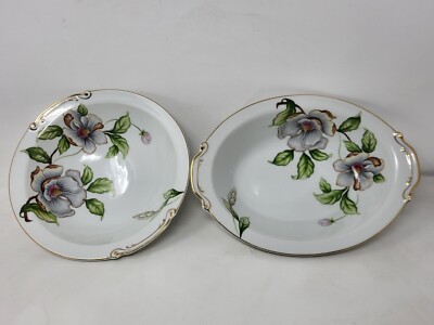 Lot of Two Roselyn Dogwood Vegetable Serving Bowls-One 9'' Round, One 11.25'' Oval