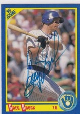 1990 Score #485 Greg Brock Brewers Signed Auto IP Free Shipping!