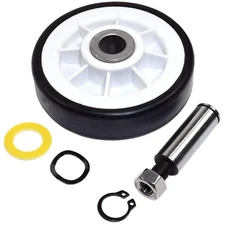 Drum Roller Wheel w/Shaft Replacement for Maytag DE DG GDE GDG LDE LSE SE Series