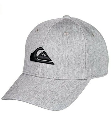 QUIKSILVER BASEBALL CAP.DECADES 6 PANEL GRAU GEBOGEN VERSTELLBAR DRUCKKNOPFLASCHE MÜTZE S25