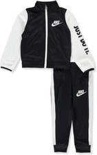 NWT 48 Nike Boys 2-Piece Tracksuit Black White Boys Sz 6