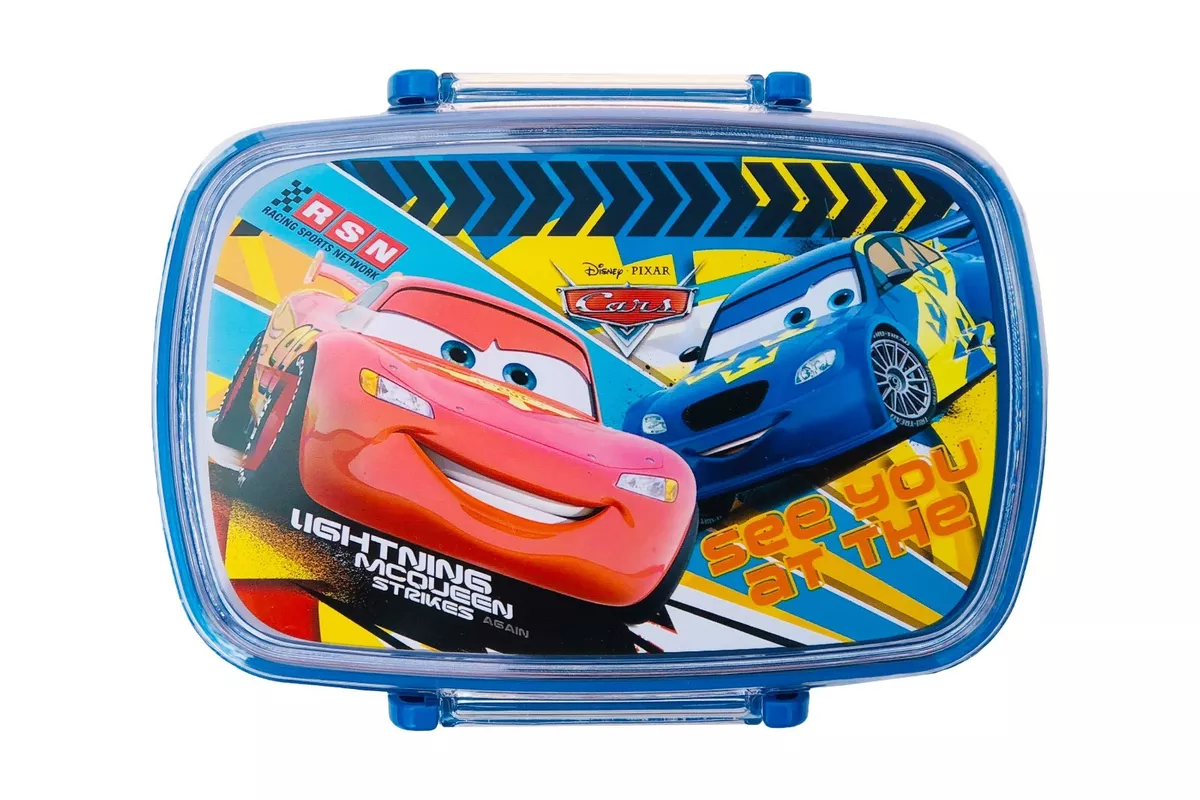 Kids Lunch Box Disney Cars Plastic Sandwich Container with Spoon