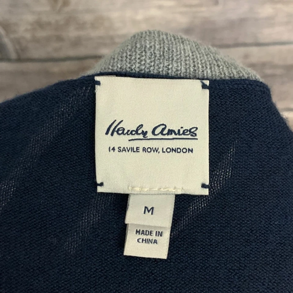 Suéter de lana merino Hardy Amies en azul marino (talla: M) Foto 3 de 4