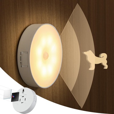 Gkeiten Motion Sensor Night Light, Rechargeable 2 Color Temperatures LED Lamps