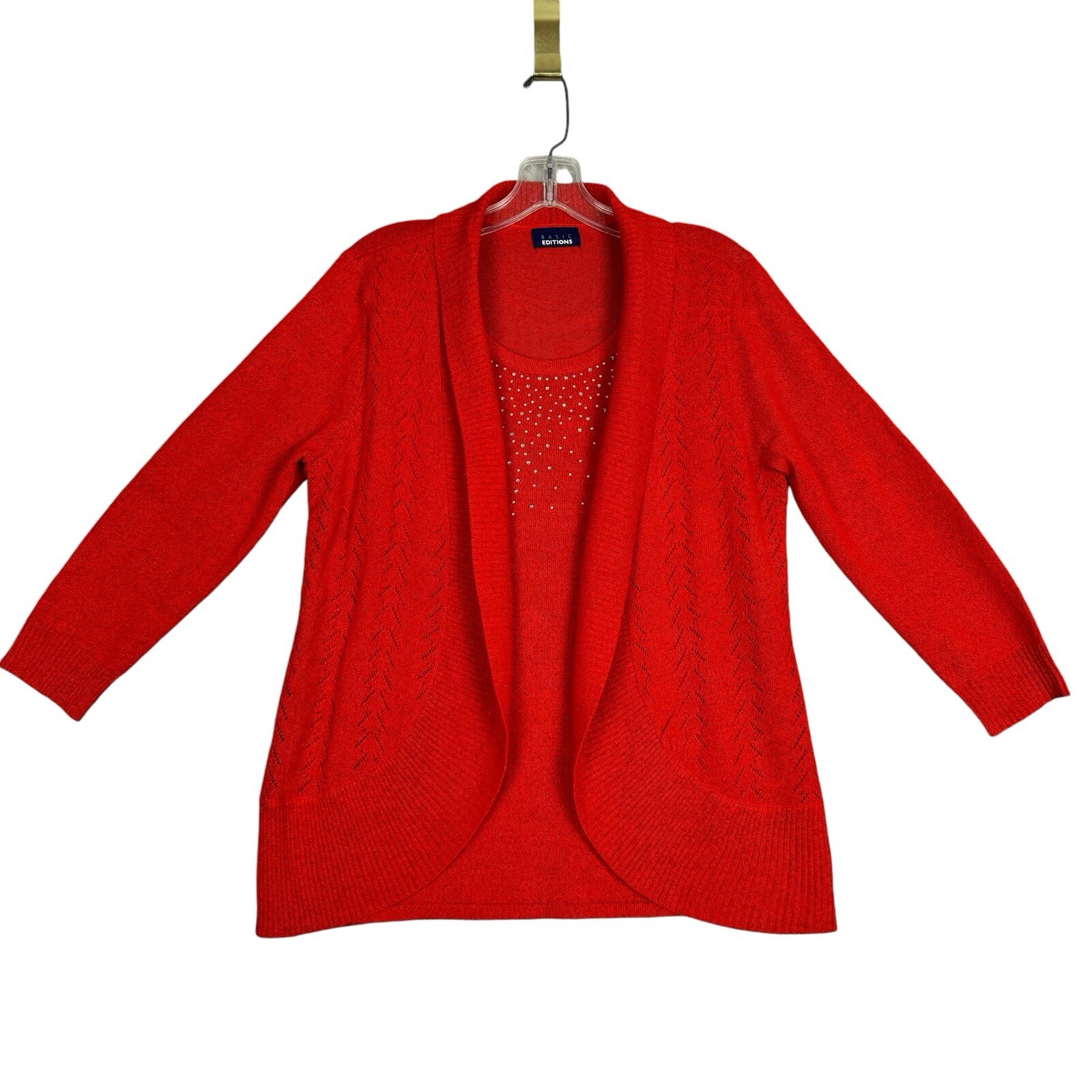 Basic Edition Women's Medium Red Layered Look Swe… - image 1