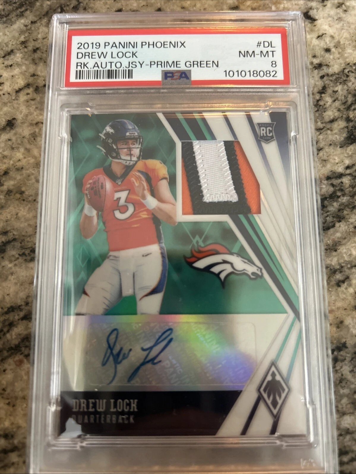Drew Lock Panini Phoenix Rookie Autograph Jersey #DL Prime Green