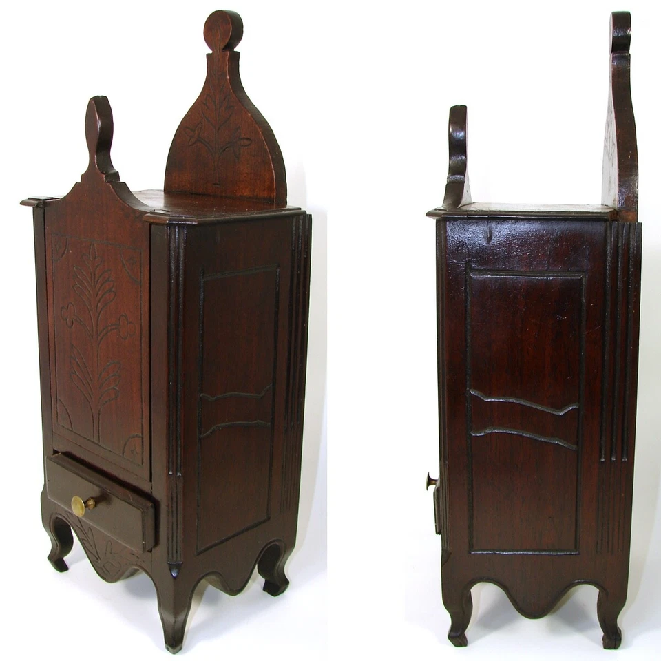 Antigua caja de sal francesa del siglo XIX, gabinete, 17 5/8" de alto, tallada campestre francesa Foto 4 de 4