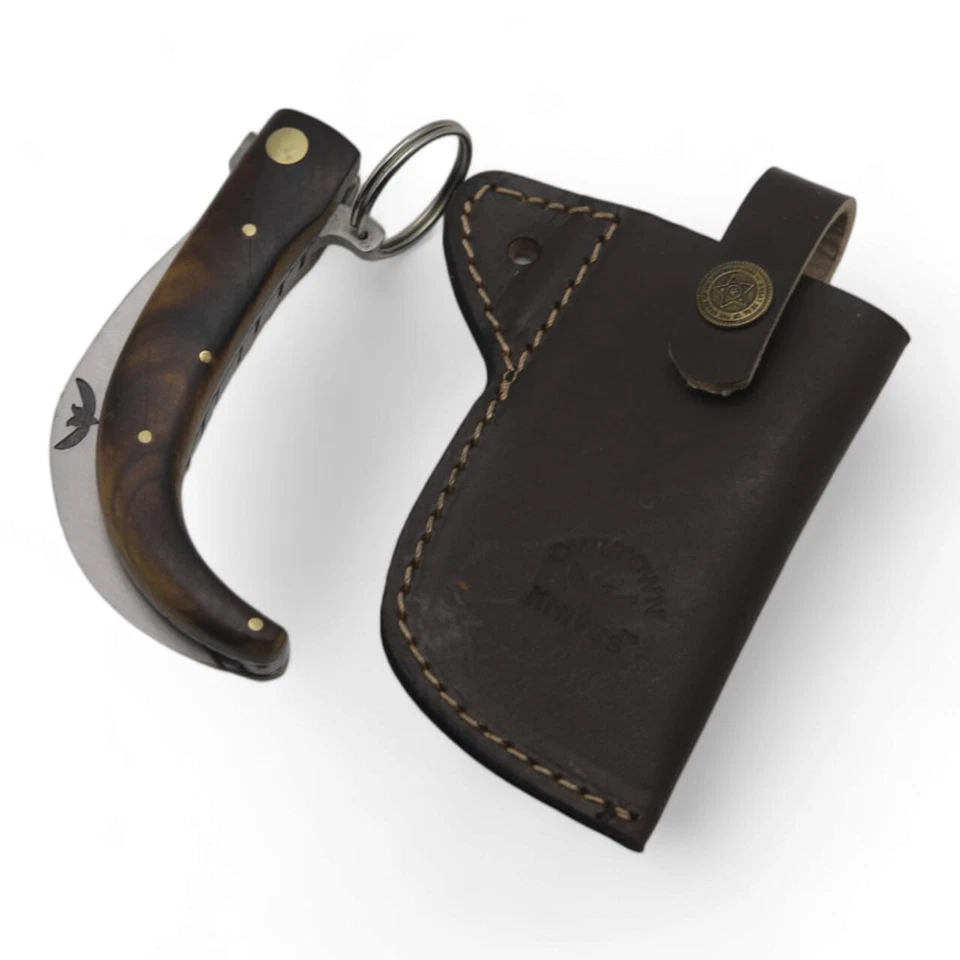 El Valiente Mexican Tranchete, Saca Tripas 8" Horn Knife, D2 steel blade, sheath - Image 4 of 4