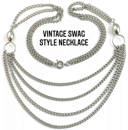 Vintage Necklace Silver Tone Metal 