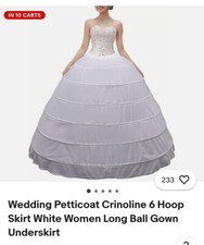 Wedding Petticoat Crinoline 6 Hoop Skirt White Women Long Ball Gown Underskirt