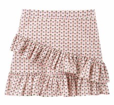 Carter's Girls Tiered Ruffle Floral Hearts Cotton Skirt Skort Pink Size 4 5 NEW