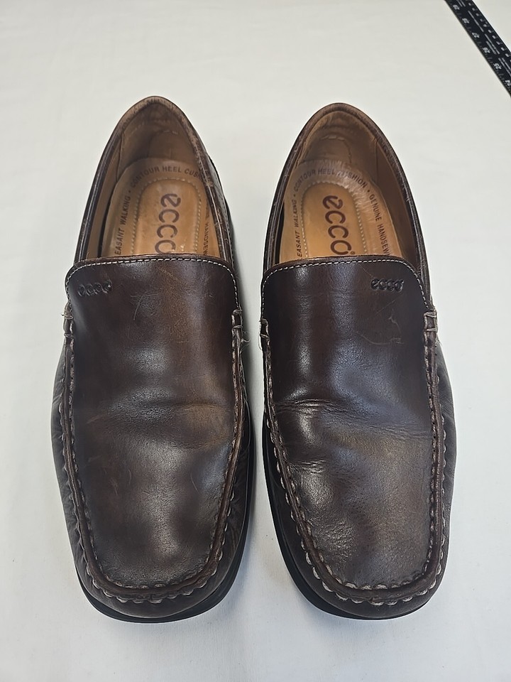 ECCO Men's Size EUR 40 Brown Leather Driving Loafer SlipOn Shoes Arch Support eBay