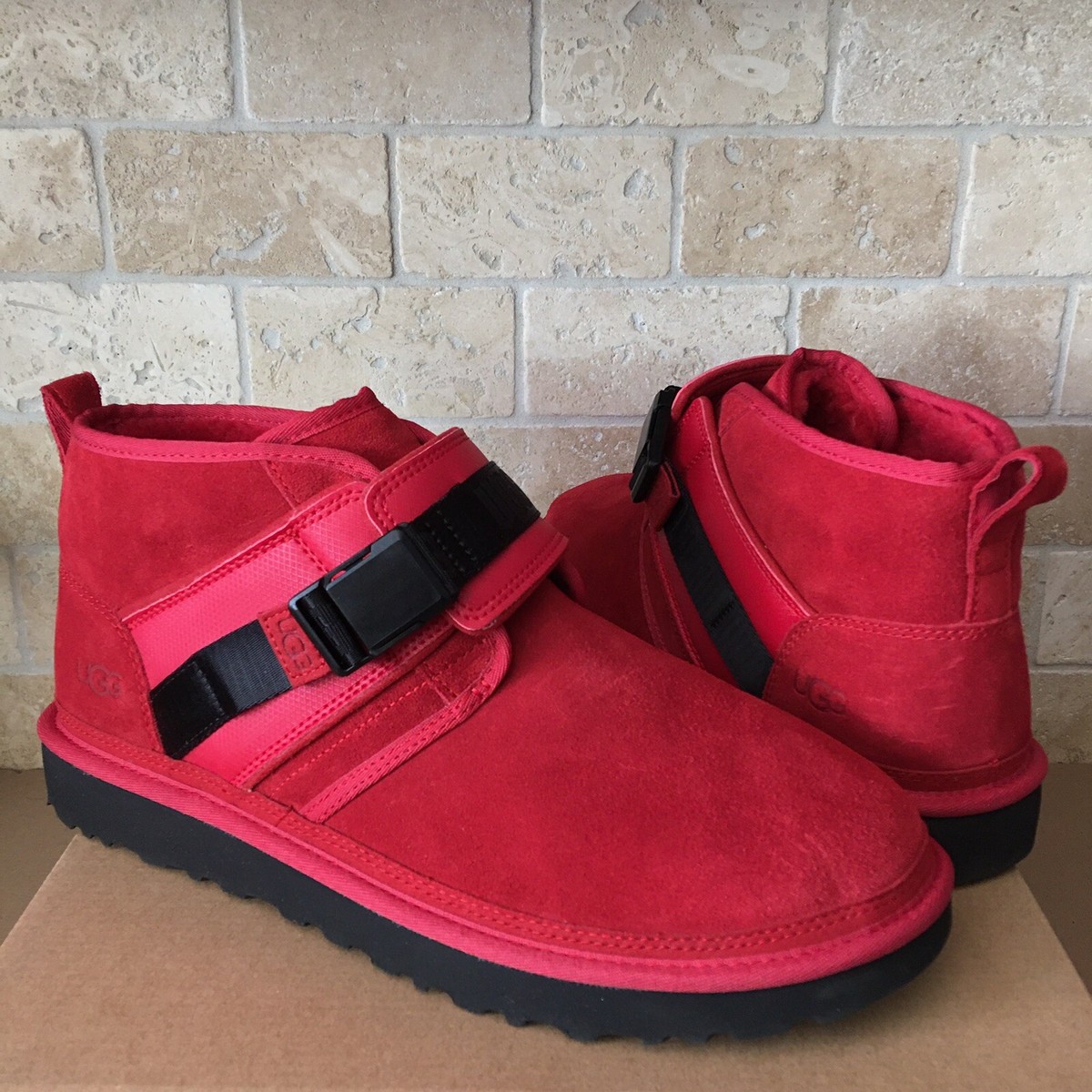 UGG NEUMEL SNAPBACK SAMBA RED CHUKKA SUEDE ANKLE SHOES BOOTS SIZE