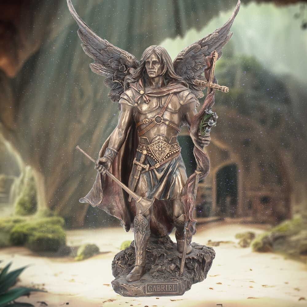 Archangel Gabriel Bronze Effect Sculpture Religious Resin Statue Figure 33.5cm