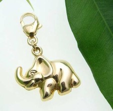 Charm Pendant Elephant 3D Gloss 333 Gold Yellow Gold Jeweler Quality New
