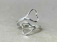 Double Heart Ring925 Sterling Silver Band Statement Handmade Ring All Size