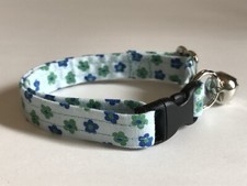 TINY BLUE FLOWERS ON BLUE PRINT ADJUSTABLE BREAKAWAY CAT COLLAR