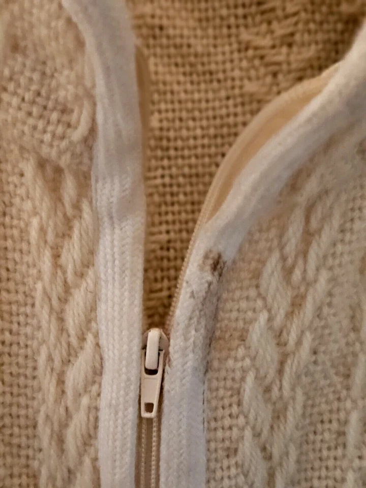 Chaleco Branigan Weavers Ireland Para Mujer Lana Beige Texturizado Tejido Cremallera -Bolsillos XL Foto 4 de 4