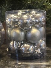 4 Pack 60ct Holiday Christmas ball plastic ornaments 1" Silver Mini